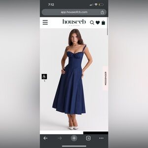 Elegant House of CB Corset Dress in Navy Blue